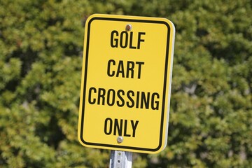 Sign Golf Cart Crossing Only, Florida, USA, North America
