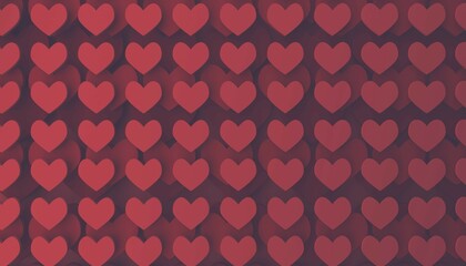 Modern Valentines Day or birthday card background with stacked heart shapes, 3d rendering