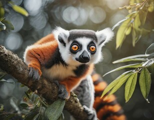 AI generated, animal, animals, mammal, mammals, biotope, habitat, one, individual, foraging, wildlife, ring-tailed lemur (Lemur catta), Madagascar, primates, prosimians, red-brown, red-brown, lemurs, Africa