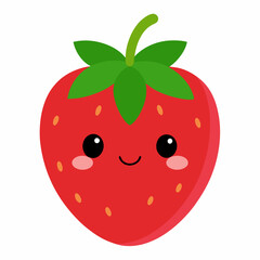 Cute cartoon Strawberry vector on white background.