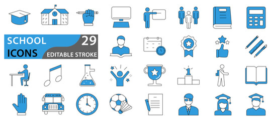 Back to school icon set. vector icons related with education, success, academic subjects and more. Vector illustration.