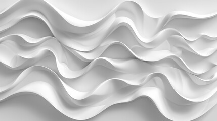Abstract white waves with a dynamic, layered and fluid texture, AI generated