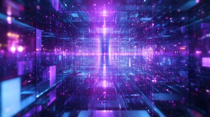 Fototapeta premium Abstract blue and purple technology background with circuitry, digital connections, and glowing lines representing high-tech innovation and futuristic digital desi