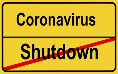 Symbol image, place-name sign, lifting of lockdown, shutdown, leads to increased infections, Coronavirus, Covid-19, Coronacrise, Germany, Europe