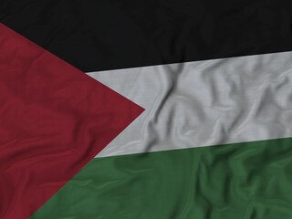 Closeup of Ruffled Palestine flag, Fabric Ruffled Flag Background