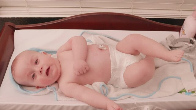 Baby With a Feeding Tube in Belly