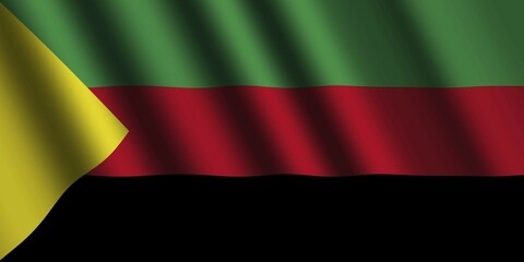 The Azavad flag flying in the wind