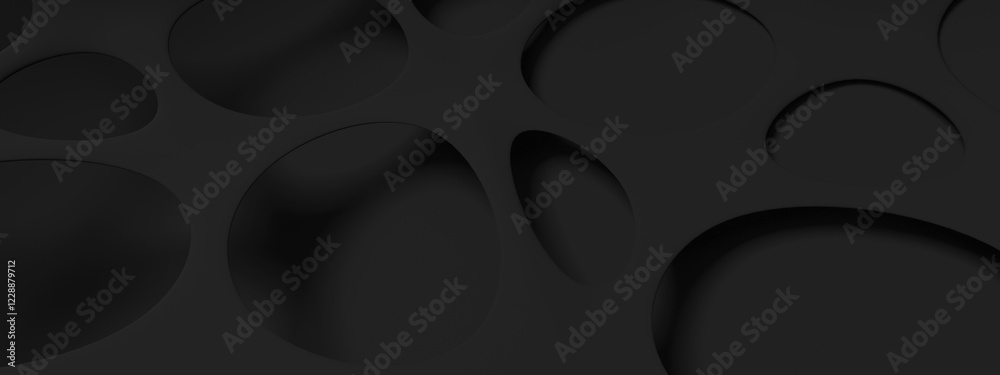 Fototapete 3d rendering. abstract modern vertical black background, using as header with space for text