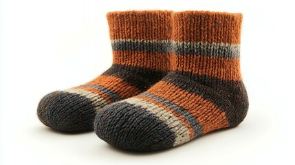 Striped baby socks, studio shot, plain white background