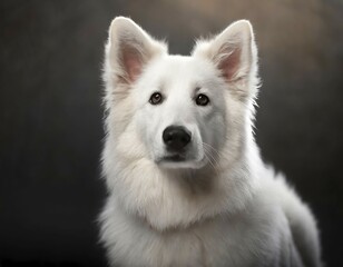 Obraz premium Dog, young dog, White Swiss Shepherd, Berger Blanc Suisse, recognised dog breed from Switzerland (picture KI generated), AI generated