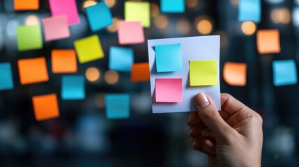 Creative brainstorming with colorful sticky notes