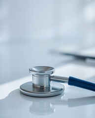 Close-Up of a Modern Stethoscope on a Bright Medical Table