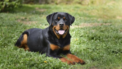 Fototapeta premium Pets, dog, Rottweiler, AI-generated, AI generated