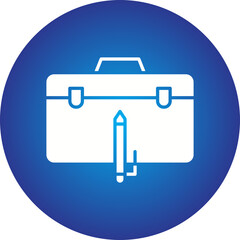 Obraz premium Briefcase and Pen icon single vector illustration