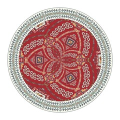 Traditional Georgian round decorative element, isolated vector over white background