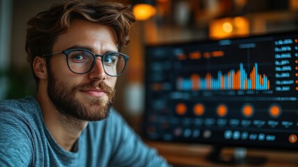 Canada holding a chart and explaining trends during a video conference.