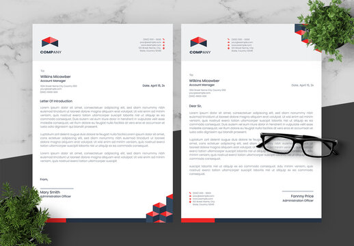 Red And Blue Letterhead