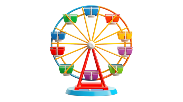 Colorful Ferris Wheel Amusement Park Ride Illustration Funfair Carnival Festive Entertainment