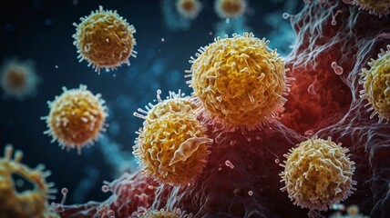 Fototapeta premium Close-Up of Ebola Virus Particles Under Microscope