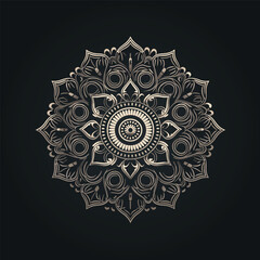 Sophisticated Mandala with Golden Arabesque and Floral Embellishments