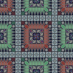 Obraz premium Seamless pattern design with traditional Palestinian embroidery motif