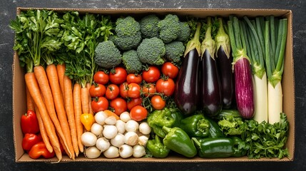 Fresh organic vegetable box delivery, kitchen countertop