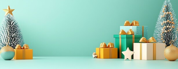 Fairytale holiday setup fantasy christmas setup classic holiday setup nordic christmas theme modern christmas vibe golden theme presents