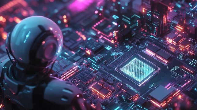 Abstract vector blue technology concept with futuristic digital circuitry and geometric elements representing innovation and modern tech background


