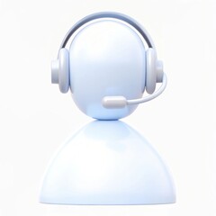 A minimalistic headset-wearing figure representing customer support or helpdesk services in a modern, digital environment.
