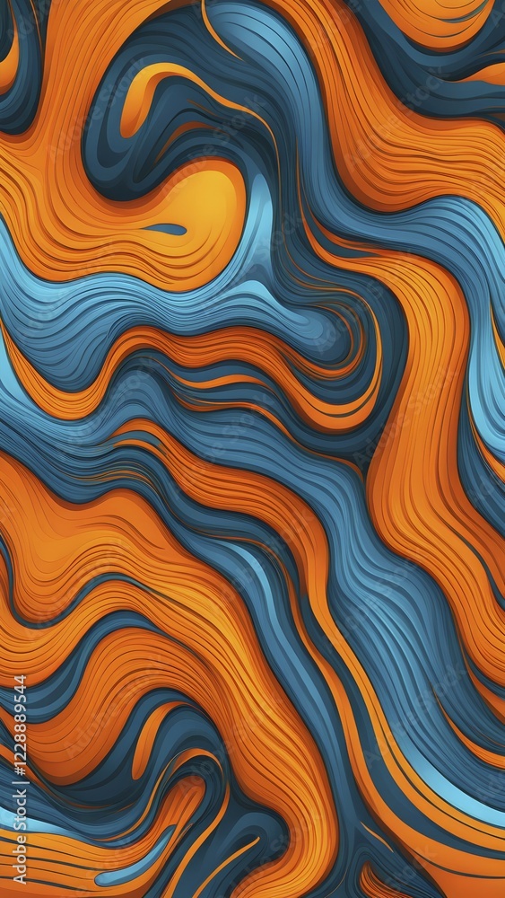 Aufkleber seamless abstract pattern of vector fluid curved lines creating a dynamic ripple effect in vibrant c