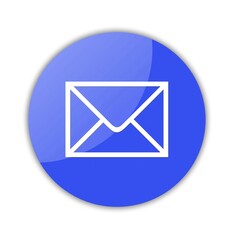 Glossy button with the envelope. Isolated