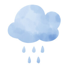 水彩風　雲と雨のイラスト