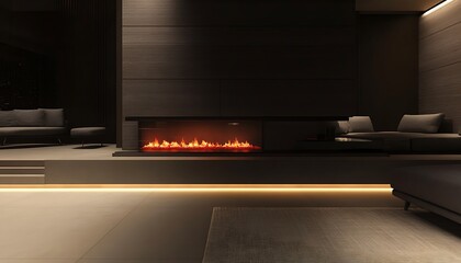 Modern fireplace setup with sleek design and cozy seating arrangement