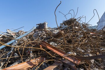 Construction rubble, metal separation during demolition of a building, Germany, Europe