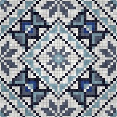 Mosaic tiles background, seamless vector pattern