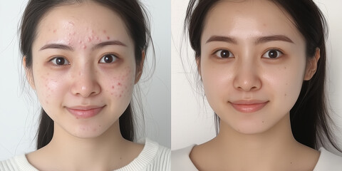 Before and after skin treatment results. Beauty and cosmetics advertising