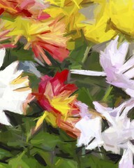 Expressive brush strokes floral background, vector abstract art