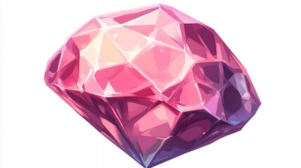 Pink gemstone, digital art, isolated, white background, game asset