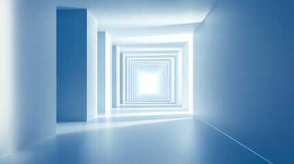 Fototapeta premium Abstract Blue Tunnel Background with Squares and Rectangles