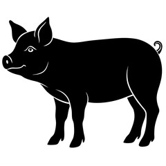  miniature pig  silhouette vector illustration
