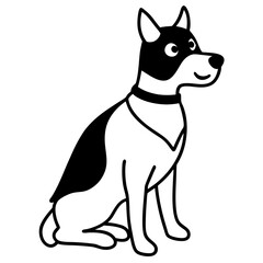 A dog dressed as a superhero with a cape line art vector illustration 