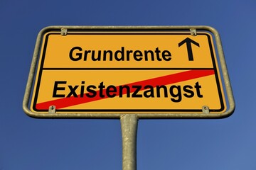 Digital Composing, Symbol picture basic pension prevents existential anxiety, Germany, Europe