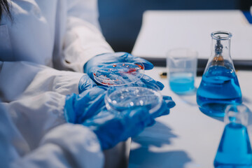Microbiological research with a test tube and micropipette in close -up