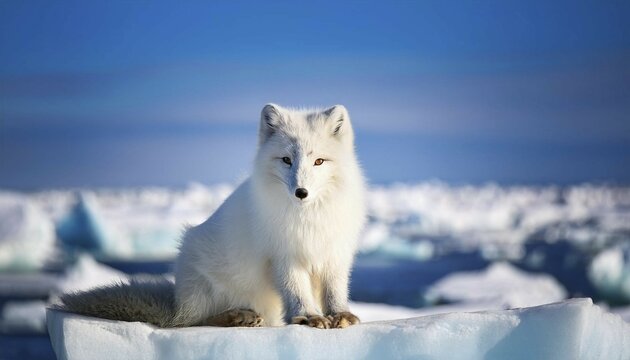 An ice fox drifts on an ice floe, AI generated, Studio, AI generated