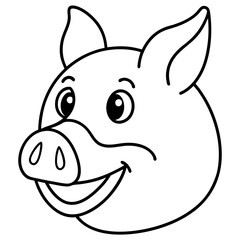 A pig with chocolate frosting on its nose line art vector illustration 