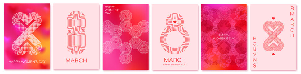 8 March modern card template. Color gradient backgrounds. lnternational Women's Day holiday graphic design. Vector illustration. © olechkaart