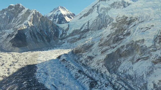 Stunning Aerial Views of the Khumbu Glacier and Icefall at Mount Everest - Drone 4K
