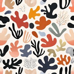 Abstract Organic Shapes and Colorful Forms on Light Background