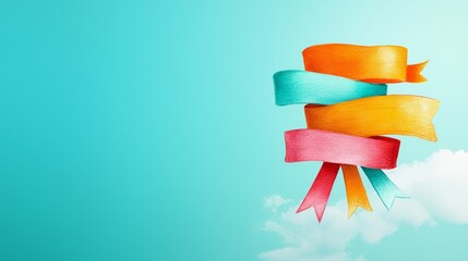 Hand-Drawn Colorful Ribbons on a Bright Blue Background Celebrating National Compliment Day