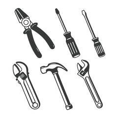 Repair and Maintenance Tools Silhouette Icons Set Collection